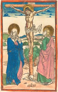 Christ on the Cross Between the Virgin and Saint John, 1493. Creator: Albrecht Durer