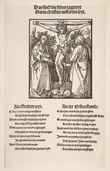Christ on the Cross between the Virgin and Saint John (first sheet of two), 1510. Creator: Albrecht Durer