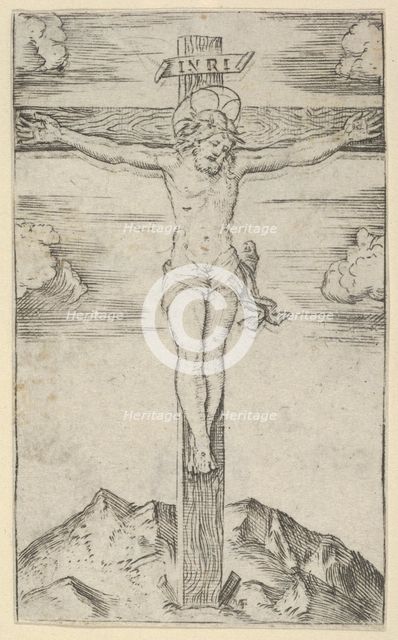 Christ on the cross, from the series 'Piccoli Santi' (Small Saints), ca. 1500-1527. Creator: Marcantonio Raimondi.