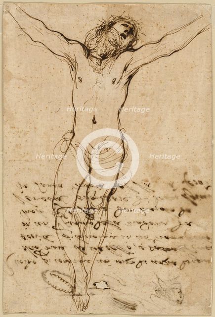 Christ on the Cross: Study for the Crucifixion with Saints, 1624/25. Creator: Guercino.