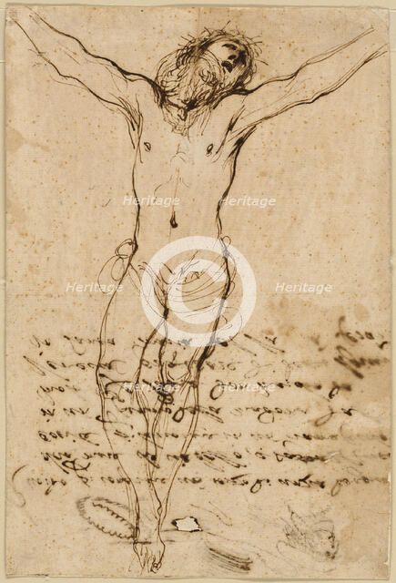 Christ on the Cross: Study for the Crucifixion with Saints, 1624/25. Creator: Guercino.