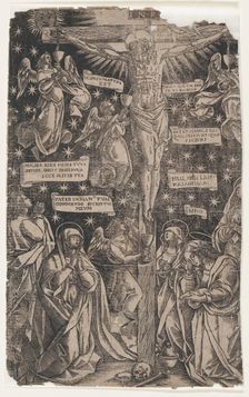 Christ on the Cross surrounded by mourners, ca. 1700-1800. Creator: Anon