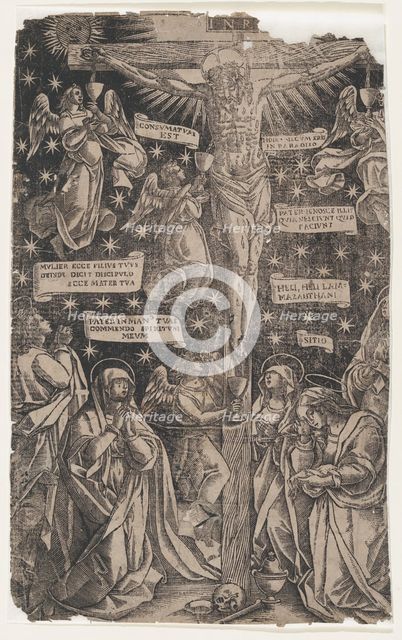 Christ on the Cross surrounded by mourners, ca. 1700-1800. Creator: Anon.