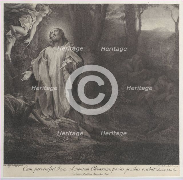 Christ on the Mount of Olives, with an angel at upper left, 1783-1812. Creator: Stefano Tofanelli.