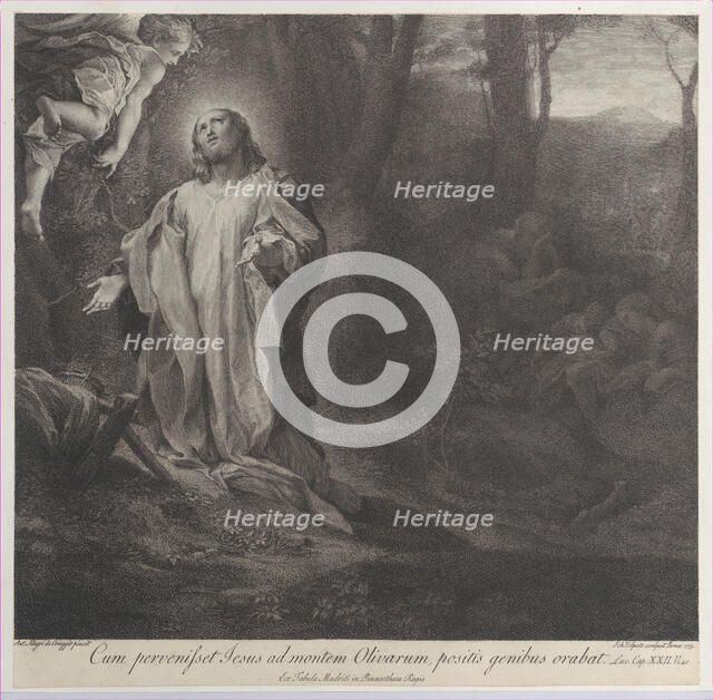 Christ on the Mount of Olives, with an angel at upper left, 1783-1812. Creator: Stefano Tofanelli.