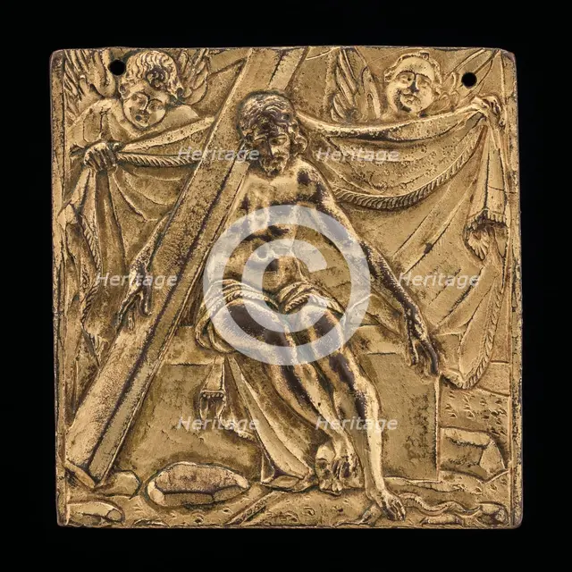 Christ on Tomb with Two Angels, late 16th century. Creator: Antonio Abondio.
