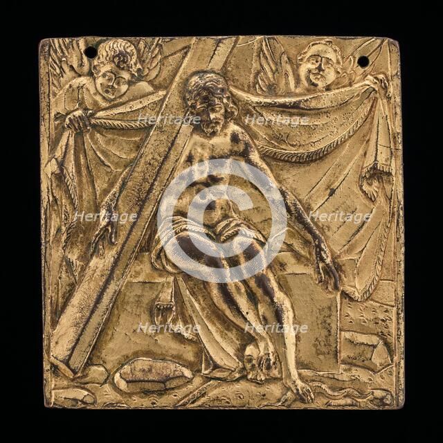 Christ on Tomb with Two Angels, late 16th century. Creator: Antonio Abondio.