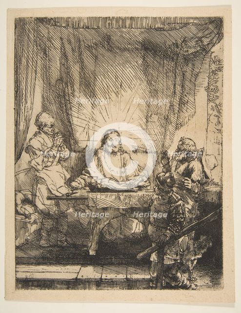 Christ at Emmaus: The Larger Plate, 1654. Creator: Rembrandt Harmensz van Rijn.