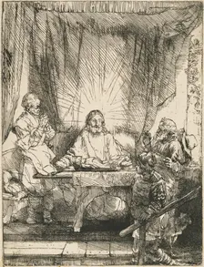 Christ at Emmaus: the Larger Plate, 1654. Creator: Rembrandt Harmensz van Rijn