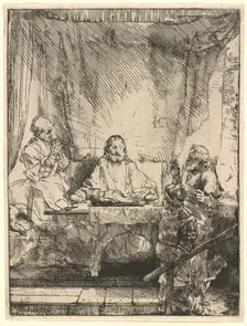 Christ at Emmaus: the Larger Plate, 1654. Creator: Rembrandt Harmensz van Rijn