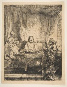 Christ at Emmaus: The Larger Plate, 1654. Creator: Rembrandt Harmensz van Rijn