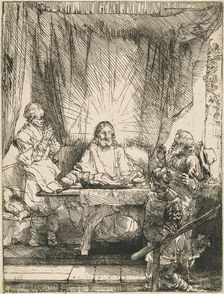 Christ at Emmaus: the Larger Plate, 1654. Creator: Rembrandt Harmensz van Rijn