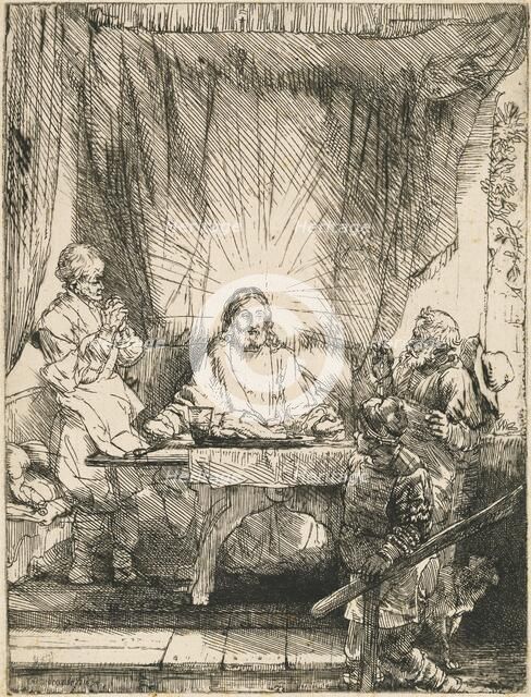 Christ at Emmaus: the Larger Plate, 1654. Creator: Rembrandt Harmensz van Rijn.