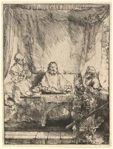 Christ at Emmaus: the Larger Plate, 1654. Creator: Rembrandt Harmensz van Rijn