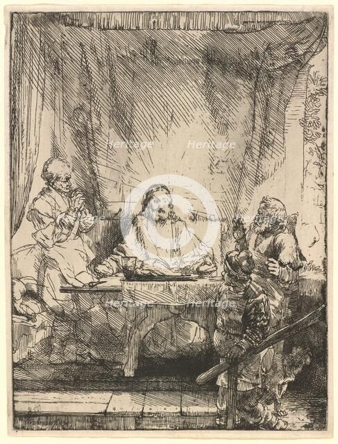 Christ at Emmaus: the Larger Plate, 1654. Creator: Rembrandt Harmensz van Rijn.