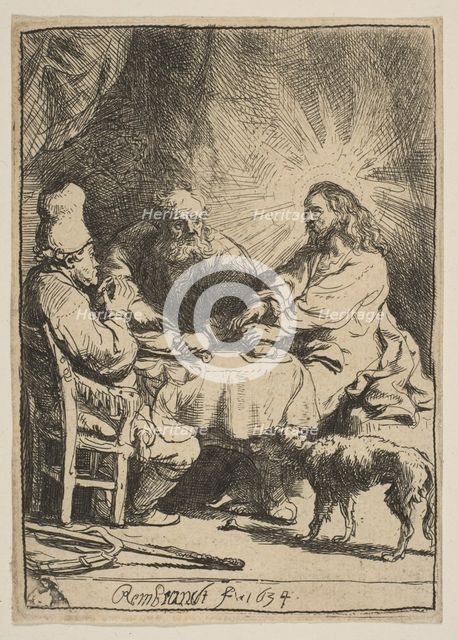 Christ at Emmaus: The Smaller Plate, 1634. Creator: Rembrandt Harmensz van Rijn.