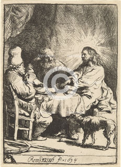 Christ at Emmaus: the Smaller Plate, 1634. Creator: Rembrandt Harmensz van Rijn.