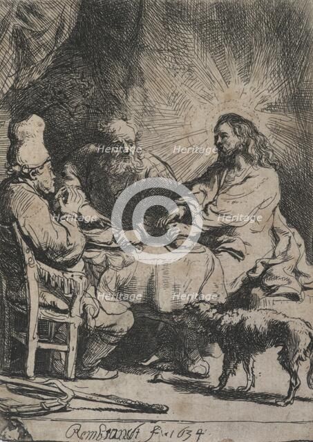 Christ at Emmaus: the smaller plate, 1634. Creator: Rembrandt Harmensz van Rijn.