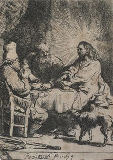 Christ at Emmaus: the smaller plate, 1634. Creator: Rembrandt Harmensz van Rijn