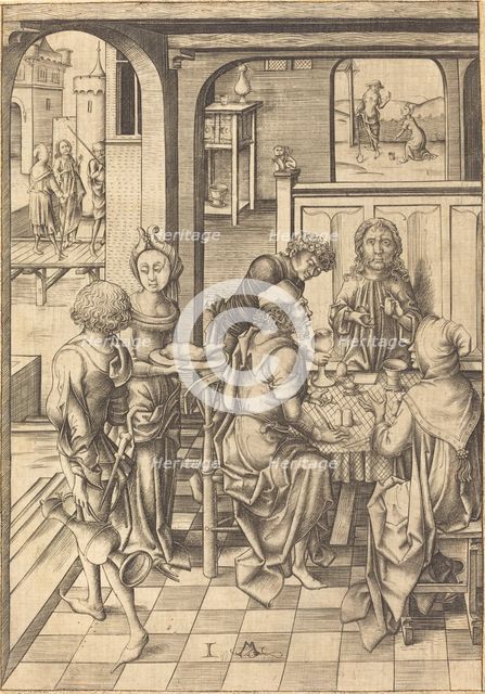 Christ at Emmaus, c. 1480. Creator: Israhel van Meckenem.