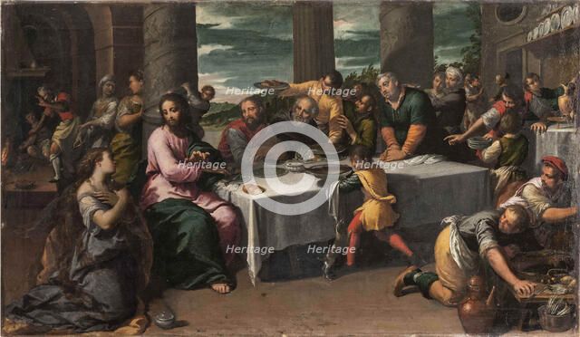 Christ at the house of Simon the Pharisee, c1590. Creator: Scarsellino (Scarsella); Ippolito (1551-1620).