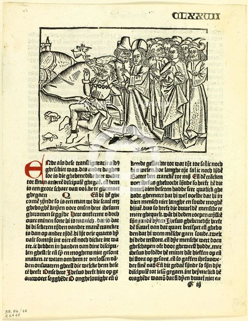 Christ, after His Transfiguration, Exorcises the Devil from the Lunatic, from Leven...1929. Creators: Unknown, Pieter van Os, Ludolph of Saxony, Wilhelm Ludwig Schreiber.