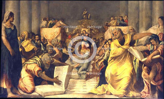 Christ Among the Doctors. Artist: Tintoretto, Jacopo (1518-1594)