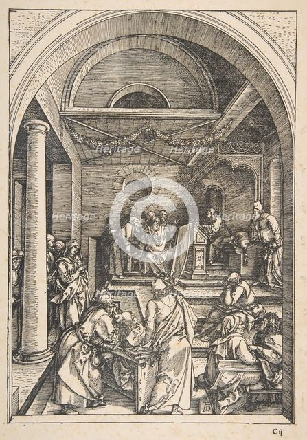Christ among the Doctors, from The Life of the Virgin, Latin Edition, 1511.n.d. Creator: Albrecht Durer.