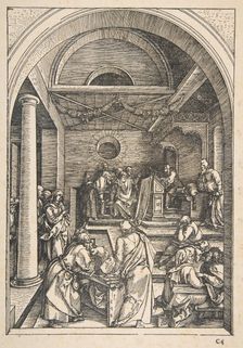Christ among the Doctors, from The Life of the Virgin, Latin Edition, 1511.n.d. Creator: Albrecht Durer