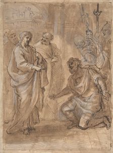 Christ and the Centurion (recto); Figure Waving to Departing Ship (verso)., n.d.. Creator: Giuseppe Passeri