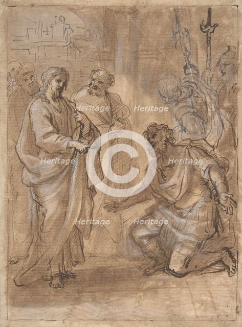 Christ and the Centurion (recto); Figure Waving to Departing Ship (verso)., n.d.. Creator: Giuseppe Passeri.