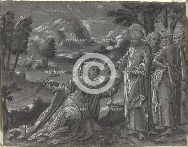 Christ and the Adulteress [recto], c. 1600. Creator: Unknown.