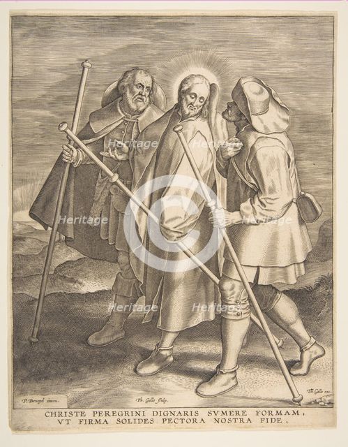 Christ and the Disciples on the Way to Emmaus, 1571. Creator: Philip Galle.