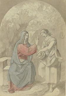Christ and the Samaritan woman at the well. Creator: Ferdinand Fellner