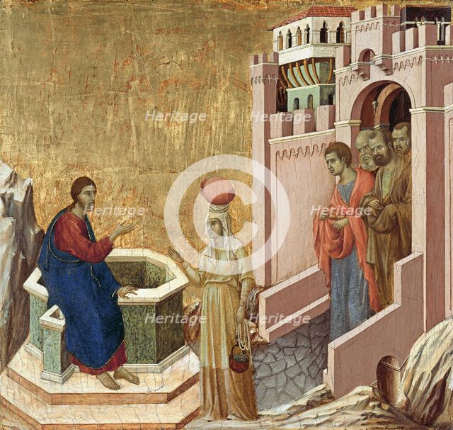 Christ and the Samaritan Woman, ca 1310. Artist: Duccio di Buoninsegna (ca 1255-1319)