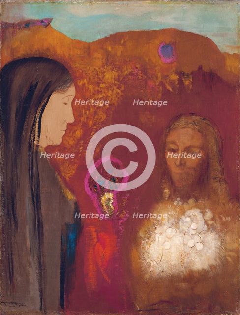 Christ and the Samaritan Woman (The White Flower Bouquet), c1895. Creator: Odilon Redon.