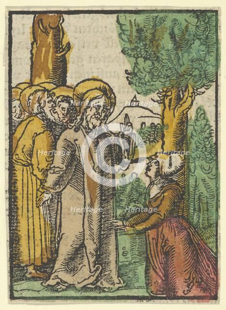 Christ and the Woman Issuing Blood, from Das Plenarium, 1517. Creator: Hans Schäufelein the Elder.