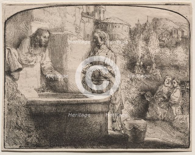 Christ and the Woman of Samaria: An Arched Print, 1657-58. Creator: Rembrandt van Rijn (Dutch, 1606-1669).