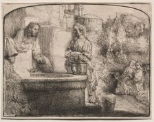 Christ and the Woman of Samaria: An Arched Print, 1657-58. Creator: Rembrandt van Rijn (Dutch, 1606-1669)