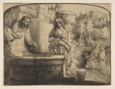 Christ and the Woman of Samaria: an Arched Print, 1658. Creator: Rembrandt Harmensz van Rijn