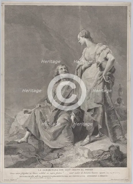 Christ and the woman of Samaria at the well, from the series of 112 prints of the sacre..., 1743-63. Creators: Pietro Monaco, Domenico Magioto.