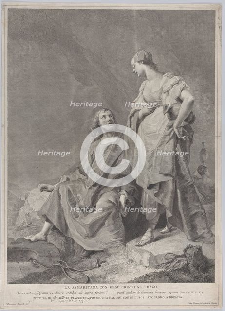 Christ and the woman of Samaria at the well, from the series of 112 prints of the sacre..., 1743-63. Creators: Pietro Monaco, Domenico Magioto.