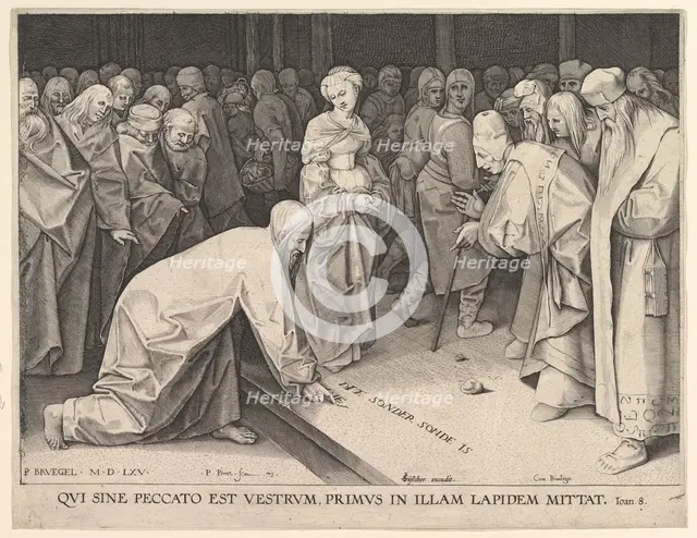 Christ and the Woman Taken in Adultery, 1579. Creator: Pieter Perret.