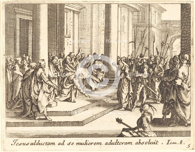 Christ and the Woman Taken in Adultery, 1635. Creator: Jacques Callot.