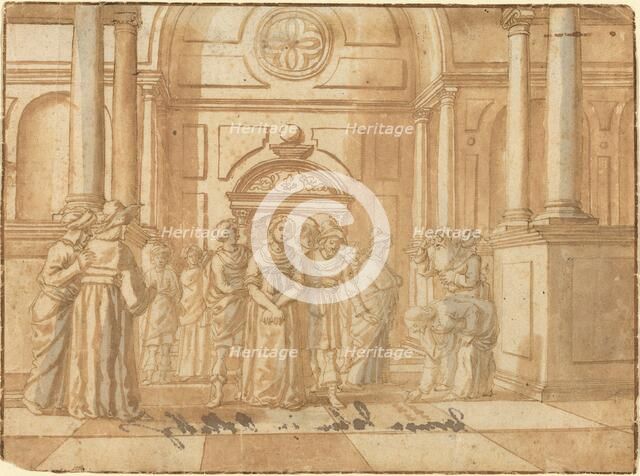 Christ and the Woman Taken in Adultery, 16th century. Creator: Unknown.