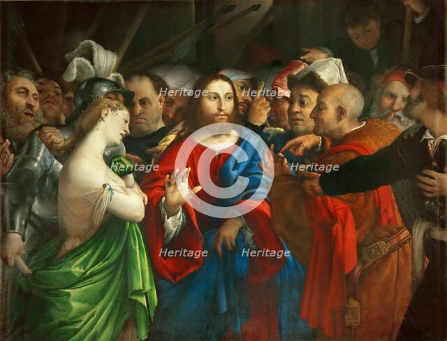 Christ and the Woman Taken in Adultery, ca 1528-1529. Creator: Lotto, Lorenzo (1480-1556).