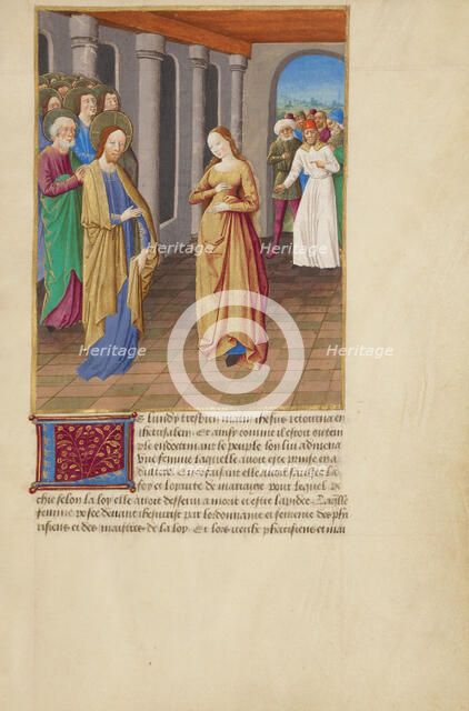 Christ and the Woman Taken in Adultery, about 1480-1490. Creator: Master of Guillaume Lambert.