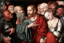 Christ and the Woman Taken in Adultery after 1532. Artist: Cranach the Younger, Lucas