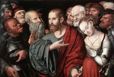 Christ and the Woman Taken in Adultery after 1532. Artist: Cranach the Younger, Lucas