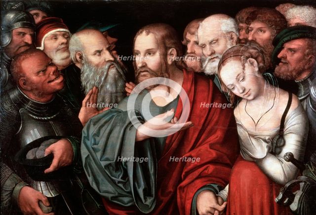 'Christ and the Woman Taken in Adultery', after 1532.  Artist: Cranach the Younger, Lucas